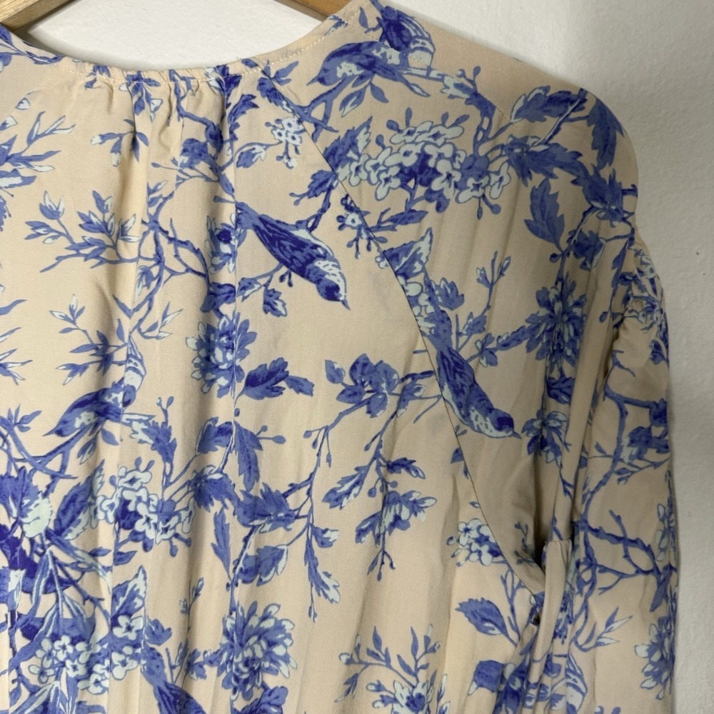 Few Moda Lined V-neck Long Sleeve Blue White Floral Maxi Dress Women's Small - Picture 9 of 14